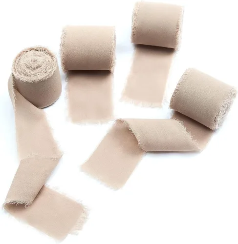 Miniatura 23 de 4 rollos de cinta de seda hecha a mano con flecos de 1.5 pulgadas x 5 yardas (4 rollos de 20 yardas) para invitaciones de boda, ramos de novia