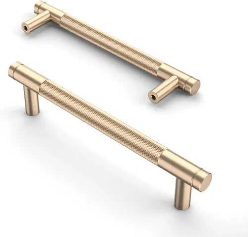 Miniatura 8 de Asidrama - Paquete de 10 tiradores para gabinete de 3 pulgadas (76mm) de color negro mate y bronce champán, manijas estriadas para gabinete