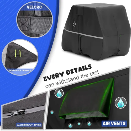 Miniatura 6 de Funda para carrito de golf para 2 pasajeros EZGO, Club Car, Yamaha, 420D, impermeable, resistente al viento, resistente al sol, para exteriores