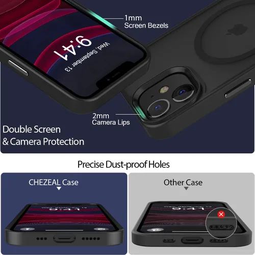 Miniatura 6 de Fuerte magnético para iPhone 11, compatible con Magsafe, [resistente a caídas de 13 pies] Funda trasera translúcida mate con sensación de piel