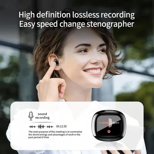 Miniatura 4 de Pantalla táctil invisible pequeños mini auriculares inalámbricos Bluetooth 5.4 discretos auriculares ocultos para el trabajo, auriculares