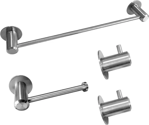 Juego de accesorios de baño, toalleros de acero inoxidable 304 de 18 pulgadas, soporte para papel, ganchos para toallas de baño, níquel cepillado