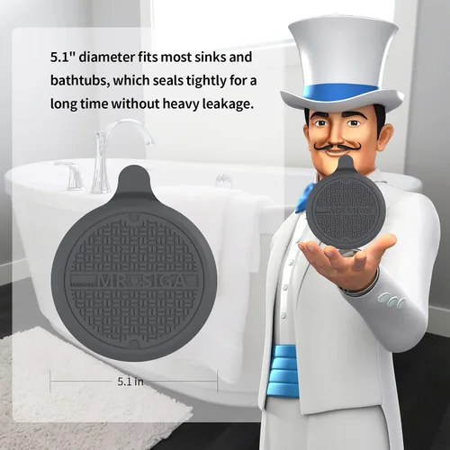 Miniatura 2 de MR.SIGA Tapón de silicona para bañera, tapón de drenaje para ducha, fregadero, 5.1 pulgadas de diámetro, paquete de 3 Verde+azul+gris