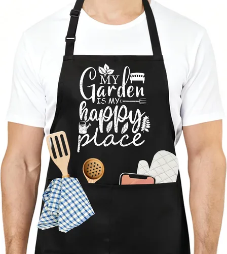 Miniatura 31 de Divertido delantal de cocina para mujeres y hombres, delantal de cocina para hornear con 2 bolsillos, lindo regalo de cumpleaños, Navidad, día
