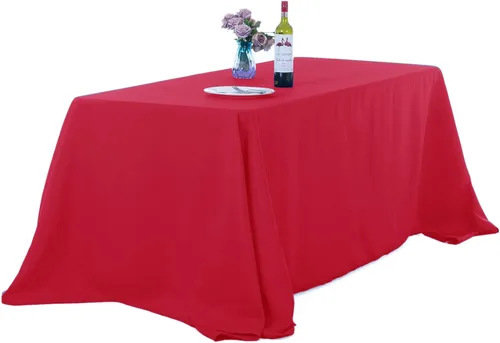 Miniatura 20 de Ascoza Paquete de 2 manteles rectangulares blancos de 60 x 84 pulgadas, tela de poliéster de 4 pies, para bodas, banquetes, restaurantes y fiestas