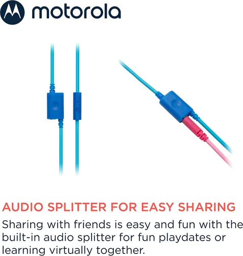 Miniatura 4 de Motorola Sound Moto JR200 - Auriculares para niños con micrófono, audífonos sobre la oreja para niños con límite de volumen seguro de 85 dB, divisor