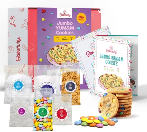 BAKETIVITY Kit de actividades de bricolaje para hornear para niños, hornea deliciosas galletas Yum&m Jumbo - Lecciones de cocina esenciales para