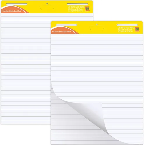 Miniatura 9 de ReliThick 2 almohadillas adhesivas de caballete, 25 x 30 pulgadas, blanco, 30 hojas/bloc, papel de tabla de anclaje para profesores, tabla de líneas