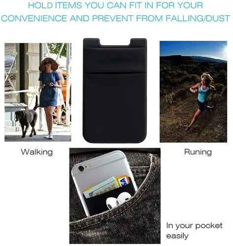 Miniatura 8 de Hoblaze Funda elástica para tarjetas de crédito, con bolsillo para tarjetas de crédito, funda adhesiva 3M, compatible con teléfonos inteligentes