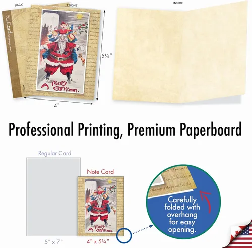 Miniatura 6 de The Best Card Company - Caja de 10 tarjetas de Navidad en blanco - Surtido de Papá Noel, adornos y tarjetas navideñas con sobres (4 x 5.12 pulgadas)