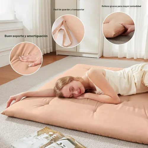 Miniatura 4 de Mollydot Colchón de Futón Japonés para Suelo Tamaño Individual 39" x 80", Colchón de Cama Plegable, Almohadilla de Dormir de Tatami Portátil, Cojín