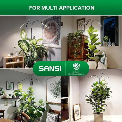 Miniatura 9 de SANSI Luz de cultivo para plantas de interior, luces LED de 3 cabezales para cultivo en interiores, espectro completo de 79 a 90 pulgadas de altura