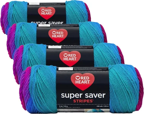 Red Heart Hilo Super Saver Rayas Polo Stripe (paquete de 4)