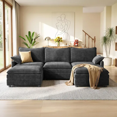 Miniatura 29 de Vesgantti 2 Piece Loveseat & 3 Seater Sofa Set, Modular Cloud Couch, Beige