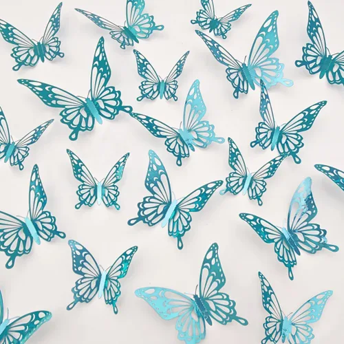 Calcomanías de pared de mariposa 3D, decoraciones de mariposa para cumpleaños, bodas, fiestas, decoraciones de mariposas para decoración de sala de