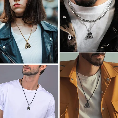 Miniatura 44 de PROSTEEL Satanic Jewelry Upside Down Cross Necklace for Men Women, 316L Stainless Steel/925 Sterling Silver Inverted Cross/Leviathan Cross Pendant