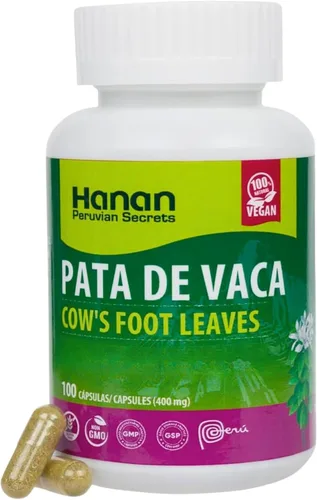 Hanan Pata de Vaca 100 cápsulas – Apoya la desintoxicación y la salud digestiva 100% hojas de pie de vaca puras (Bauhinia forficata) Suplemento de