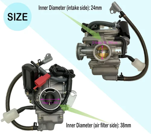 Miniatura 4 de Carburador de 150cc para motores GY6 de 4 tiempos con ahorque eléctrico para motocicleta, scooter 152QMJ 157QMI con colector de admisión