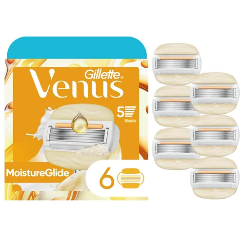 Venus MoistureGlide - Cuchillas de afeitar para mujer, con barras de gel de afeitado integradas, 6 repuestos de cuchillas de afeitar