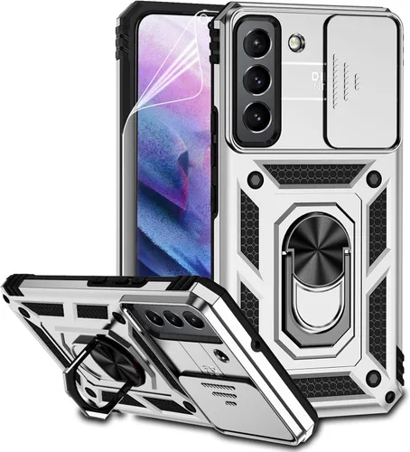 Miniatura 9 de Funda para Samsung Galaxy S22 con cubierta para lente de cámara, protector de pantalla HD, doble capa de grado militar probada contra caídas, Menta