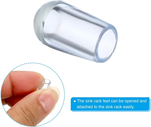 Miniatura 5 de PATIKIL Pies de estante para fregadero de cocina, paquete de 100 pies de diámetro interior de 0.197 in x 0.315 in de diámetro exterior, patas Claro