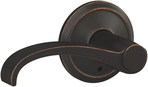 Schlage Custom FC21 WIT 716 ALD Whitney - Manija con cerradura para pasillos y armarios y baño Alden, bronce envejecido