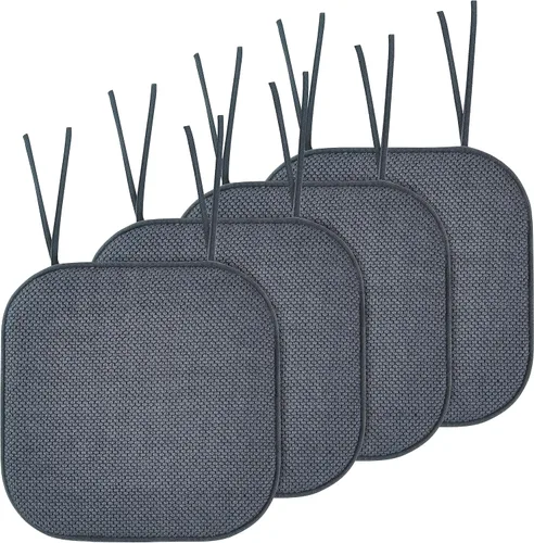 Miniatura 55 de Elegant Comfort Fundas de cojín para silla con lazos y parte trasera de goma antideslizante, espuma viscoelástica gruesa, almohadilla de cojín