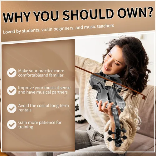 Miniatura 3 de Ktaxon Violín para principiantes y estudiantes, violines acústicos 4/4, kit de violín tamaño completo con estuche, arco, colofonia, para adultos