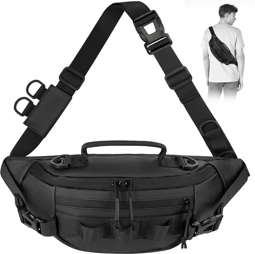 THKFISH Riñonera de pesca, bolsa de aparejos de pesca, riñonera impermeable para mujeres y hombres, bolsa portátil Negro-Regular