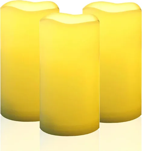 Miniatura 13 de CANDLE CHOICE Velas LED sin flama, impermeables, de pilas, para exteriores, con control remoto y temporizador, luz blanca parpadeante de resina