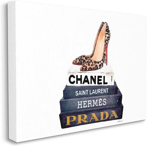 Miniatura 2 de Stupell Industries Glam Fashion Book Set Leopardo Zapatos Tacones Estirado Lienzo Arte de Pared Fabricado con Orgullo en Estados Unidos Stupell