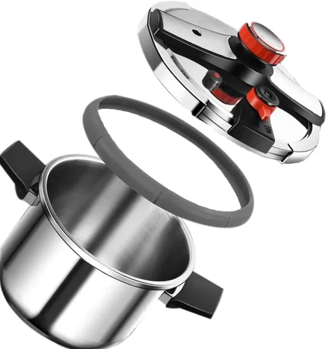 Miniatura 4 de Olla a presión de acero inoxidable de 4 cuartos de galón, utensilios de cocina de acero inoxidable 304 con tapa de fácil apertura y cierre, funciona