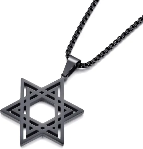 Miniatura 2 de vicima Collar con colgante de estrella de David para hombre de acero inoxidable con colgante hexagonal judío para hombre