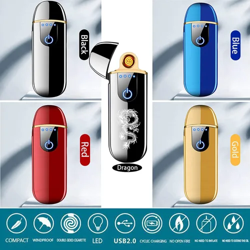 Miniatura 6 de Encendedor eléctrico, encendedor electrónico inteligente, mini encendedor recargable por USB, encendido táctil, resistente al viento, encendedor sin