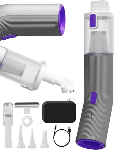 Vogano - Aspirador de coche inalámbrico, 15 KPa de alta potencia, mini aspirador portátil de mano con 2 modos de succión y boquillas múltiples para