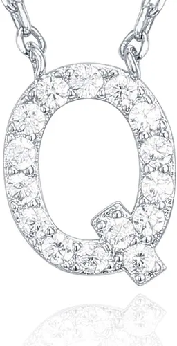 Miniatura 82 de PAVOI 14K White Gold Plated Cubic Zirconia Initial Necklace Letter Dainty Necklaces for Women