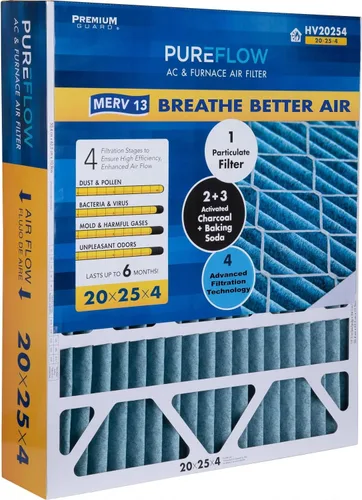 Miniatura 37 de PureFlow - Filtro de aire para horno doméstico de 12 x 12 x 1, con 4 capas de tecnología de filtración avanzada, MERV-13 paquete de 2