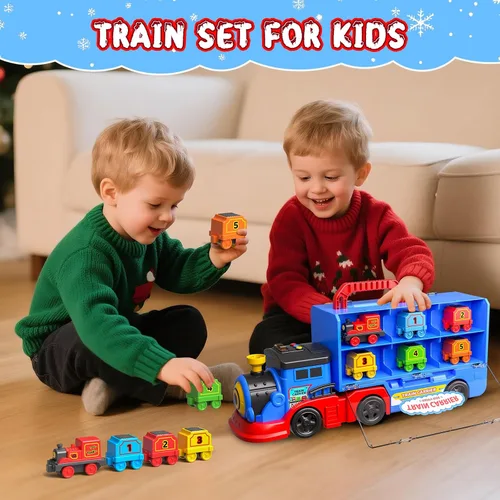 Miniatura 5 de AuroTops Juguetes para niños de 3, 4, 5, 6 años para niños, niña, niño, juguetes 2 en 1, camiones de juguete para niños pequeños, juego de tren