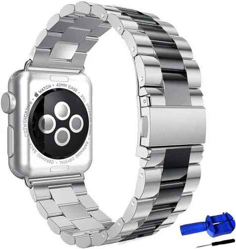 Miniatura 8 de Correa de acero inoxidable sólida compatible con Apple Watch de 49, 46, 45, 44, 42, 41, 40, 38 mm, correa de metal para iWatch Series