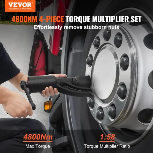 Miniatura 2 de VEVOR Multiplicador de Par, Juego de Llaves Multiplicadoras de Par de Servicio Pesado, Llave para Tuercas de Rueda con Impulsor de 1 Pulgada