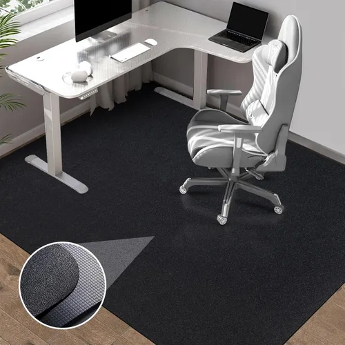Alfombrilla para Silla de Oficina para Piso de Madera Dura: 63" x 51" Alfombrilla Extra Grande Negra para Silla de Oficina, Alfombrilla de Goma