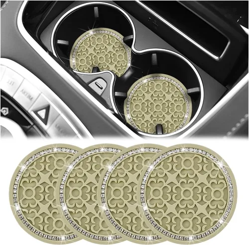 Miniatura 8 de Zpana – Portavasos para automóvil con diamantes de imitación, 4 unidades, 2.75 pulgadas, silicona con cristales de strass, tapetes antideslizantes