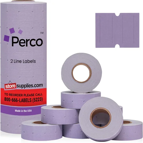 Miniatura 10 de Perco Etiquetas azules de 2 líneas, 6,000 etiquetas de precio en blanco y fecha para pistolas Perco de 2 líneas de precio y fecha, 8 rollos, 1