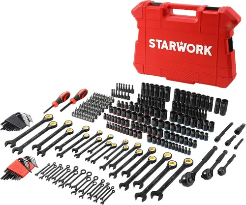 Miniatura 2 de STARWORK TRUE MECHANIC - Juego de herramientas mecánicas de 303 piezas, llave de trinquete 120T, profesional, SAE/métrica