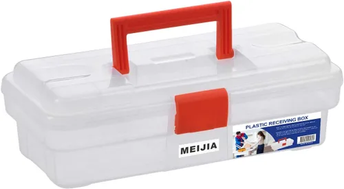 MEIJIA Caja de almacenamiento portátil de herramientas, organizadores con pestillos plegables (negro y naranja) (12 x 5.9 x 3.94 pulgadas)