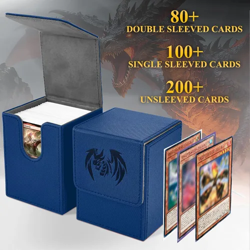 Miniatura 2 de UAONO Caja de cartas para Yugioh MTG, más de 100 fundas con 2 divisores para TCG CCG PTCG, caja de almacenamiento de tarjetas magnéticas fuertes