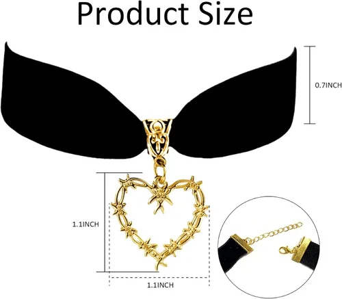 Miniatura 7 de Karol Bichota - Gargantilla de corazón Karol Merch, collar de corazón de Karol, corazón gótico dorado, accesorios KG para mujeres, collar Bichota