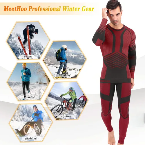 Miniatura 7 de MeetHoo Conjunto de ropa interior térmica para hombre, ropa de invierno para hombre, capa base de capa base larga