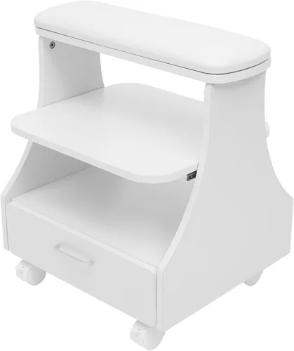 Miniatura 11 de Bepritm - Pie de pedicura portátil, taburete de pedicura ajustable con estante extraíble y ruedas, soporte de descanso multifuncional, estación