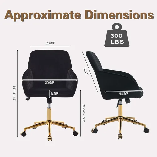 Miniatura 2 de Silla moderna de oficina en casa, cómoda silla de escritorio de terciopelo, silla de tocador de maquillaje con ruedas, silla giratoria ajustable